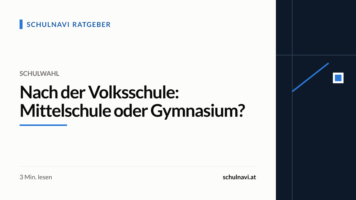 Titelbild zum Ratgeber „Nach der Volksschule: Mittelschule oder Gymnasium?“